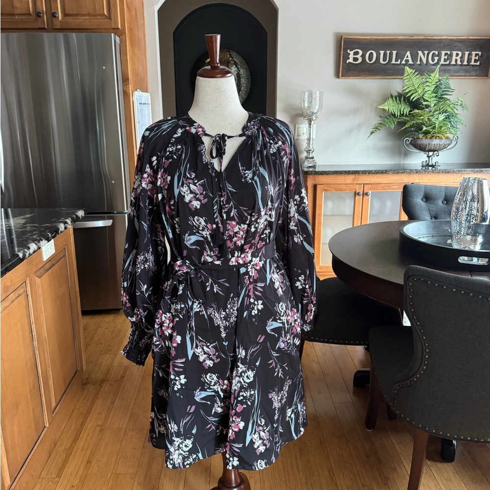 Floral Black and Pink Women's Dress
